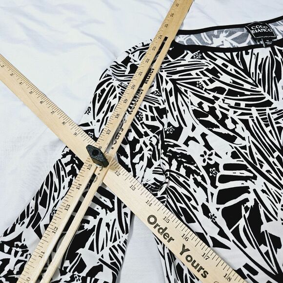 COCO Bianco Womens Blouse Multi-Color Size Medium Polyester Blend Flared Sleeve - Picture 5 of 12